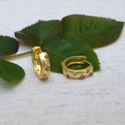Matte Gold Huggie Earrings with Stars