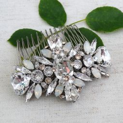Crystal & White Opal Bridal Hair Comb SALE!!!!  70% OFF!