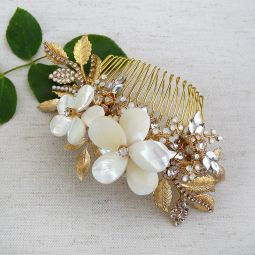 Floral Bridal Hair Comb on Gold SALE 70% OFF