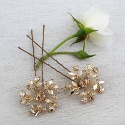 Gold & Champagne Floral Bridal Hair Pins SALE!!!!  70% OFF!