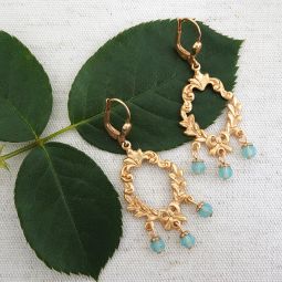 Delicate Gold Chandelier Earrings  with Bow SALE!