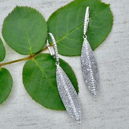 Long Pave Leaf Earrings SALE!! 55% OFF!