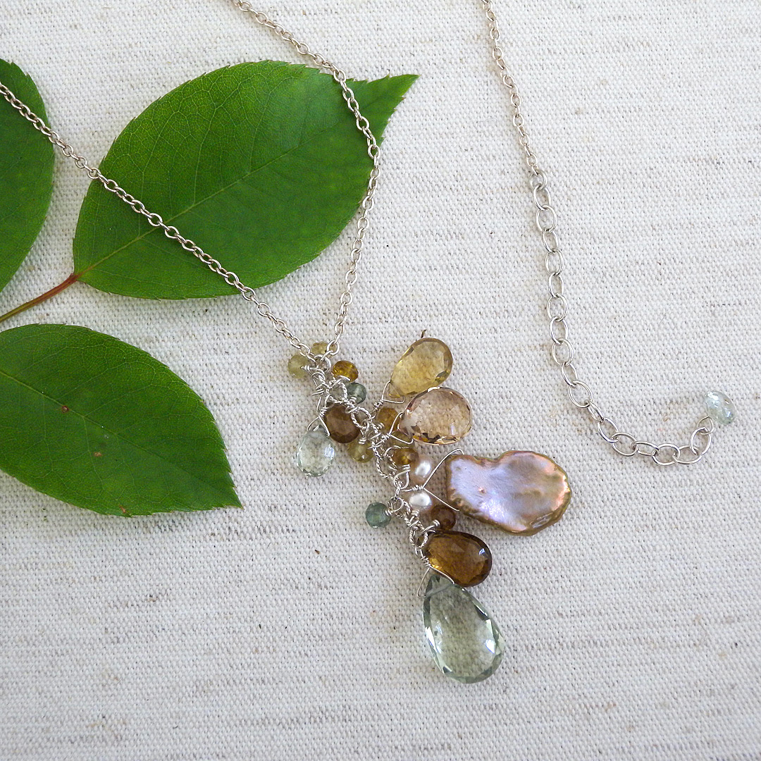Keshi Pearl & Gemstone Pendant Necklace | Handmade, Tranquil