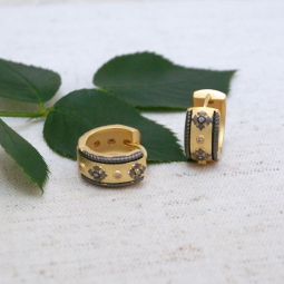 Matte Gold Huggie Earrings with CZs