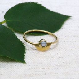 Petite Half-Moon Ring with Pearl