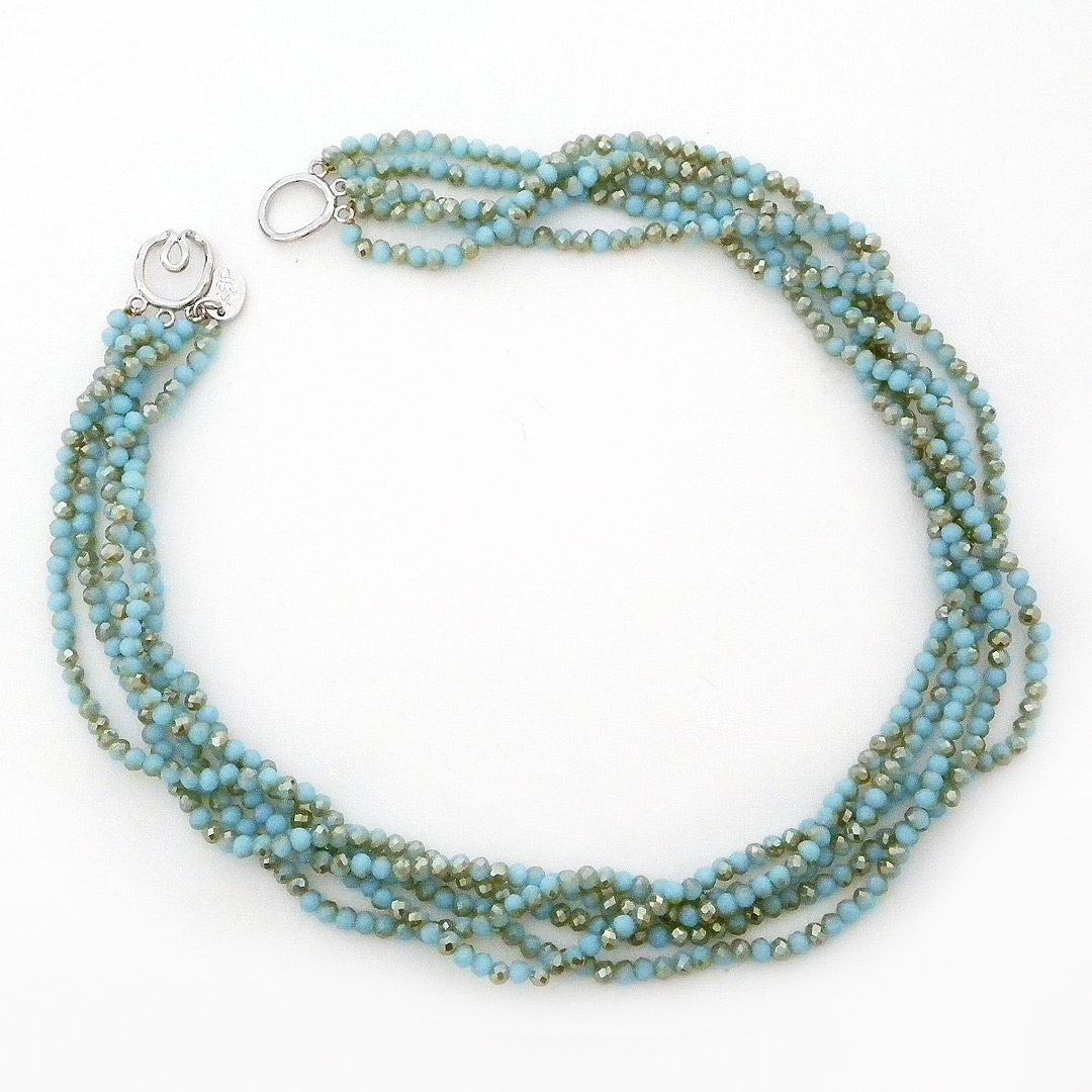 Knot Just Pearls | Five Strand Crystal Sea Mist Necklace