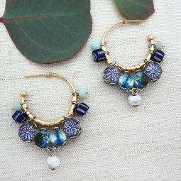 Nieves Fancy Hoop Earrings, Fresh Waters