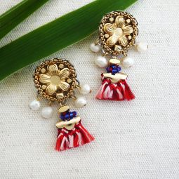 Jinan Drop Earrings, Tassel, Pearls