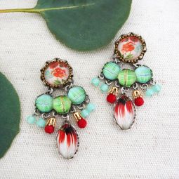 Drop Earrings with Marquis Drop, Flower Garden