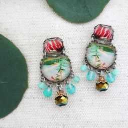 Tansy Drop Earrings, Flower Garden