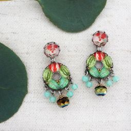 Fern Drop Earrings, Flower Garden