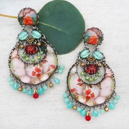 Floral Chandelier Earrings, Flower Garden