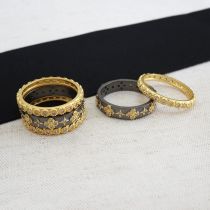 5 Band Stackable Ring Set, Flowers & Stars