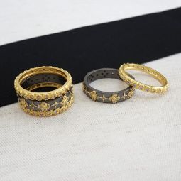 5 Band Stackable Ring Set, Flowers & Stars