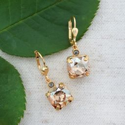 Champagne Crystal Drop Earrings, 10MM