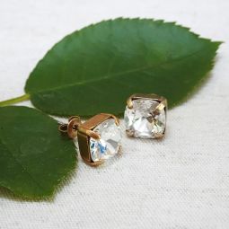 Clear Crystal Stud Earrings, 10MM