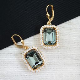 Fancy Rectangular Drop Earrings, Black Diamond