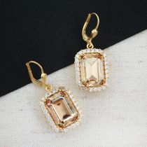 Fancy Rectangular Drop Earrings, Champagne