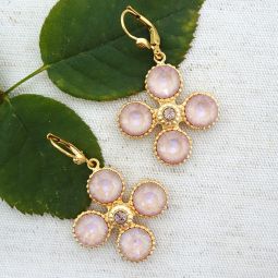 Dusty Pink Crystal Petal Earrings