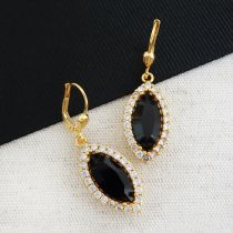 Fancy Marquis Crystal Drop Earrings, Jet Black