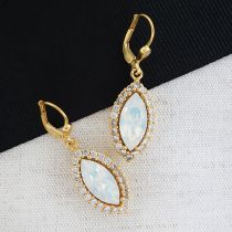 Fancy Marquis Crystal Drop Earrings, White Opal