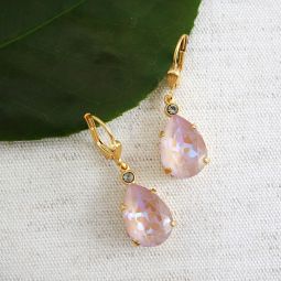 Crystal Teardrop Earrings, Lilac