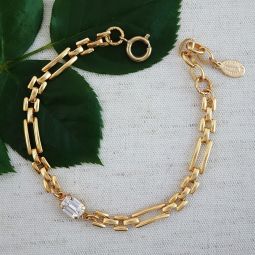 Delicate Chain Link Bracelet, Center Stone