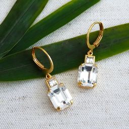 Rectangular Crystal Duet Earrings