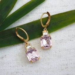 Rectangular Duet Earrings, Lt. Amethyst