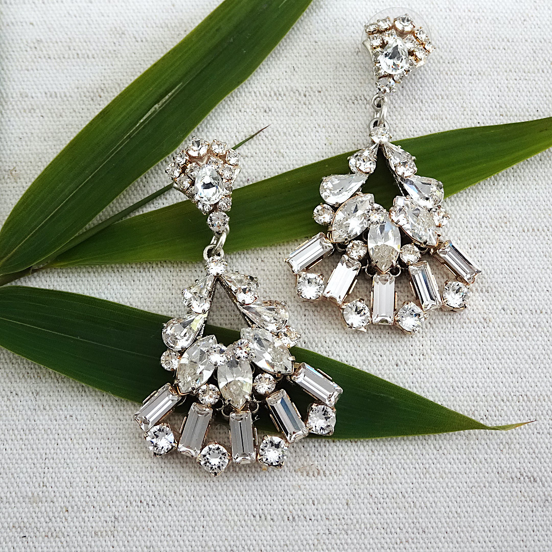 Crystal bridal earrings. Cascading crystals drop earrings - Style #973 |  Twigs & Honey ®, LLC