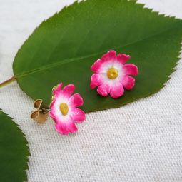 Large Flower Stud Earrings, Pink Cosmos