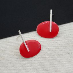 Miro Red Oval Drop Earrings