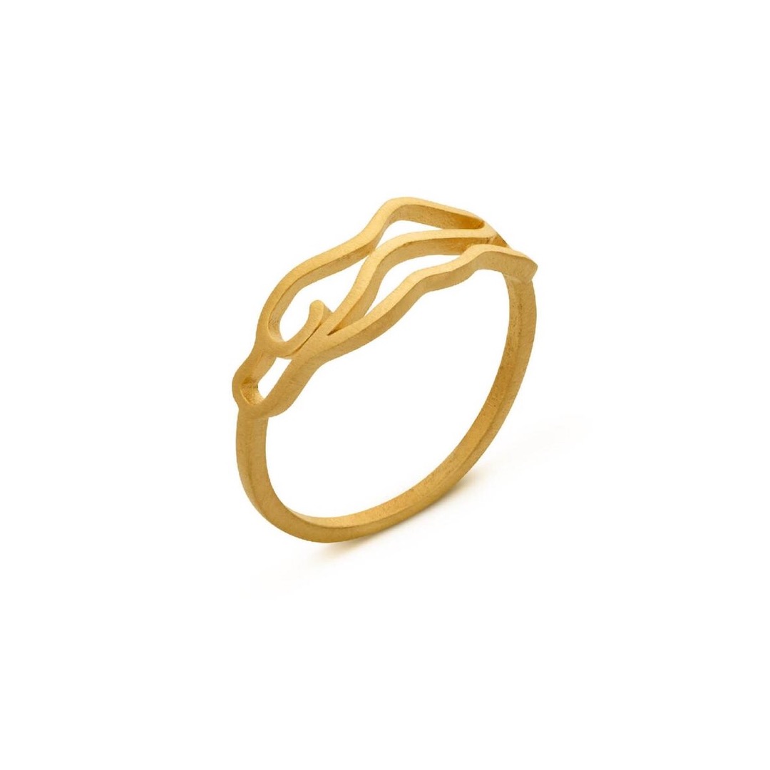 22k Ring Solid Yellow Gold Ladies Jewelry Modern Double, 50% OFF