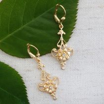 Gold Filigree Earrings with Flower