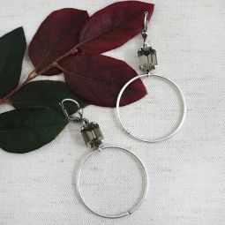 Silver Hoop Earrings with Crystal