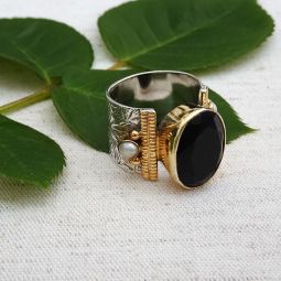 Garnet Ring with Tiny Pearls