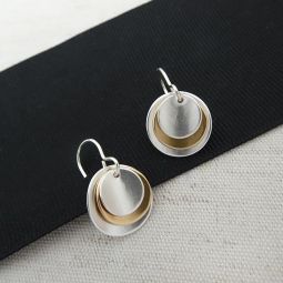 Layered Round Earrings, Mixed Metal
