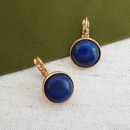 Round Lapis Earrings, Camouflage Collection