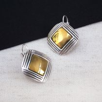 Modern Two-Tone Square Earrings, Dandy Collection