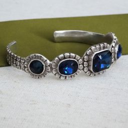 5 Stone Silver Cuff Bracelet, Azzurra Collection