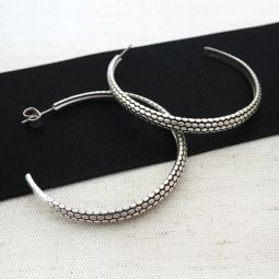 Large Silver Hoops, Mamba Noir Collection
