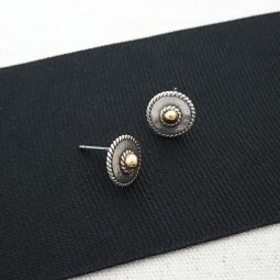 Round Mixed Metal Stud Earrings, Mirage Collection