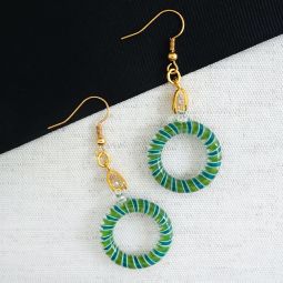 Green & Blue Glass Hoop Earrings