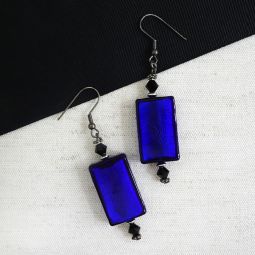 Cobalt Blue Rectangle Drop Earrings