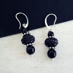 Triple Drop Black Earrings