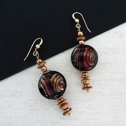 Vintage Czech Glass Bead with Gold, Metal Beads