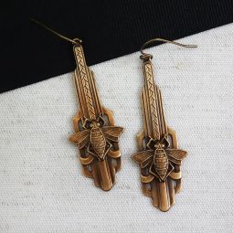 Vintage Finished Deco Bee Earrings