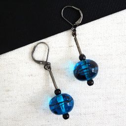 Electrifying Blue Glass Bead Earrings