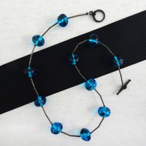 Electrifying Blue Glass Bead Necklace