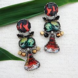 Beatrice Long Drop Earrings, Oriental Hues